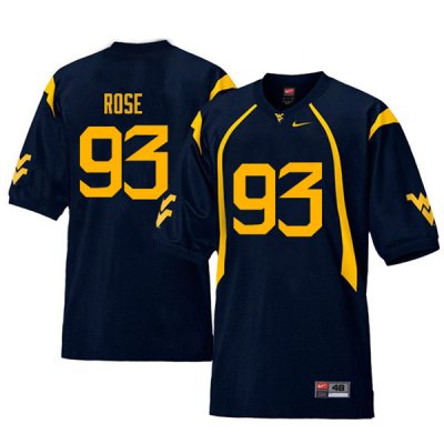 Men's West Virginia Mountaineers NCAA #93 Ezekiel Rose Navy Authentic Nike Retro Stitched College Football Jersey AR15A68TS